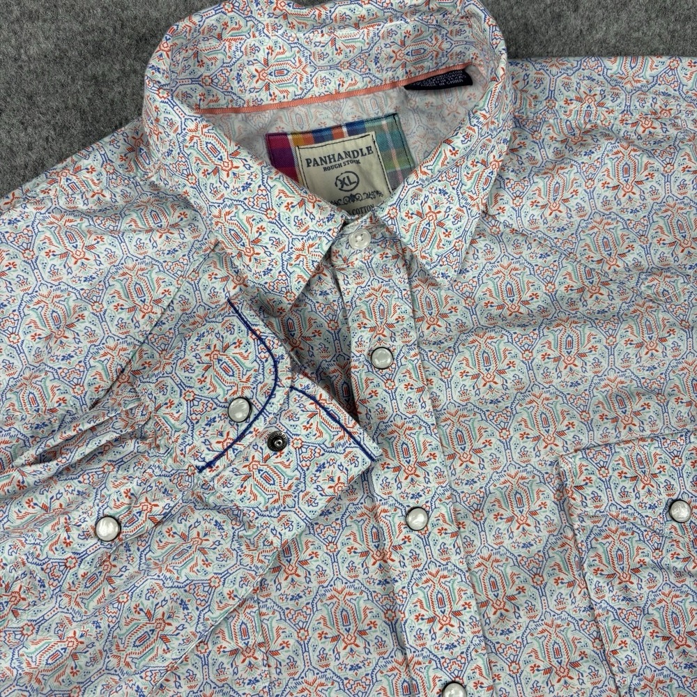 Panhandle Rough Stock Western Shirt Mens XL Pearl Snap Cowboy Aztec Print Rodeo